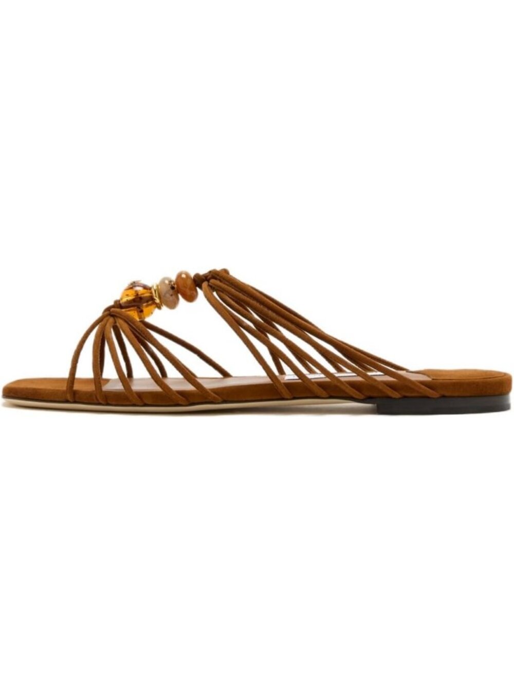 Chic Strappy Flat Slide Sandals - Dressy Open Toe Beaded Summer Beach Shoes